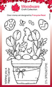 Woodware Clear Singles Flower Pot Gnome 4 in x 6 in Stamp