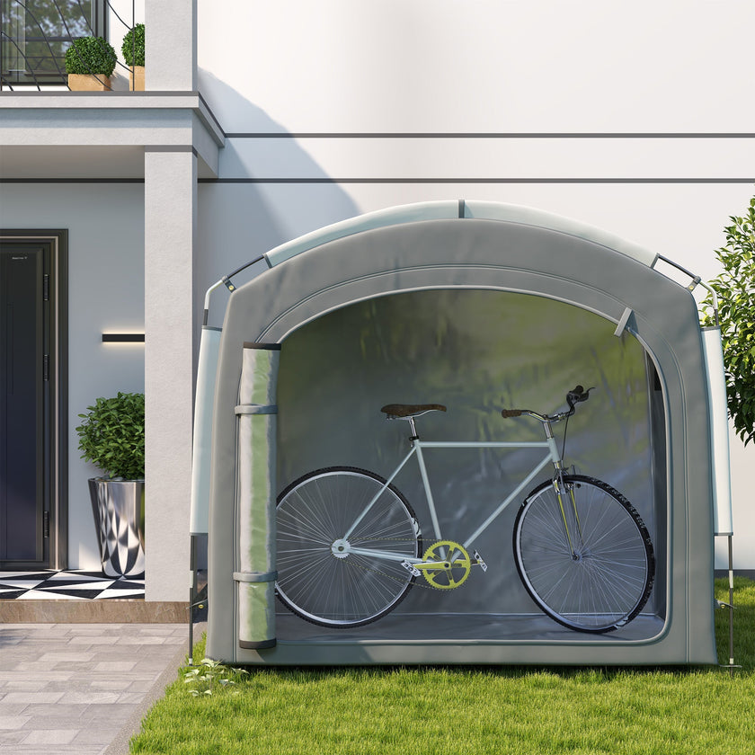 Outsunny Bike Storage Shed Tent, Portable and Waterproof with 210D Oxford Fabric and Carry Bag for 3-4 Bicycles, Dark Grey