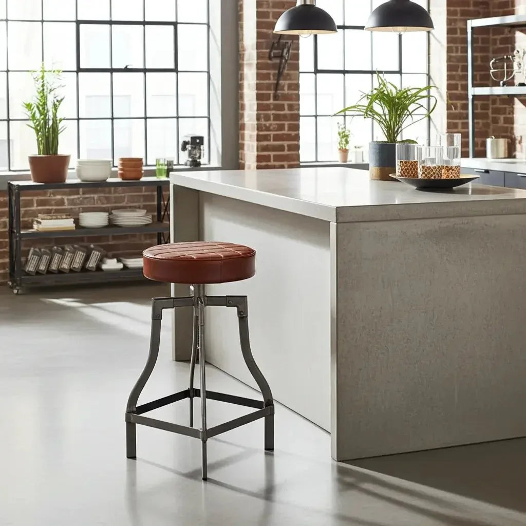 Tabouret de comptoir en cuir