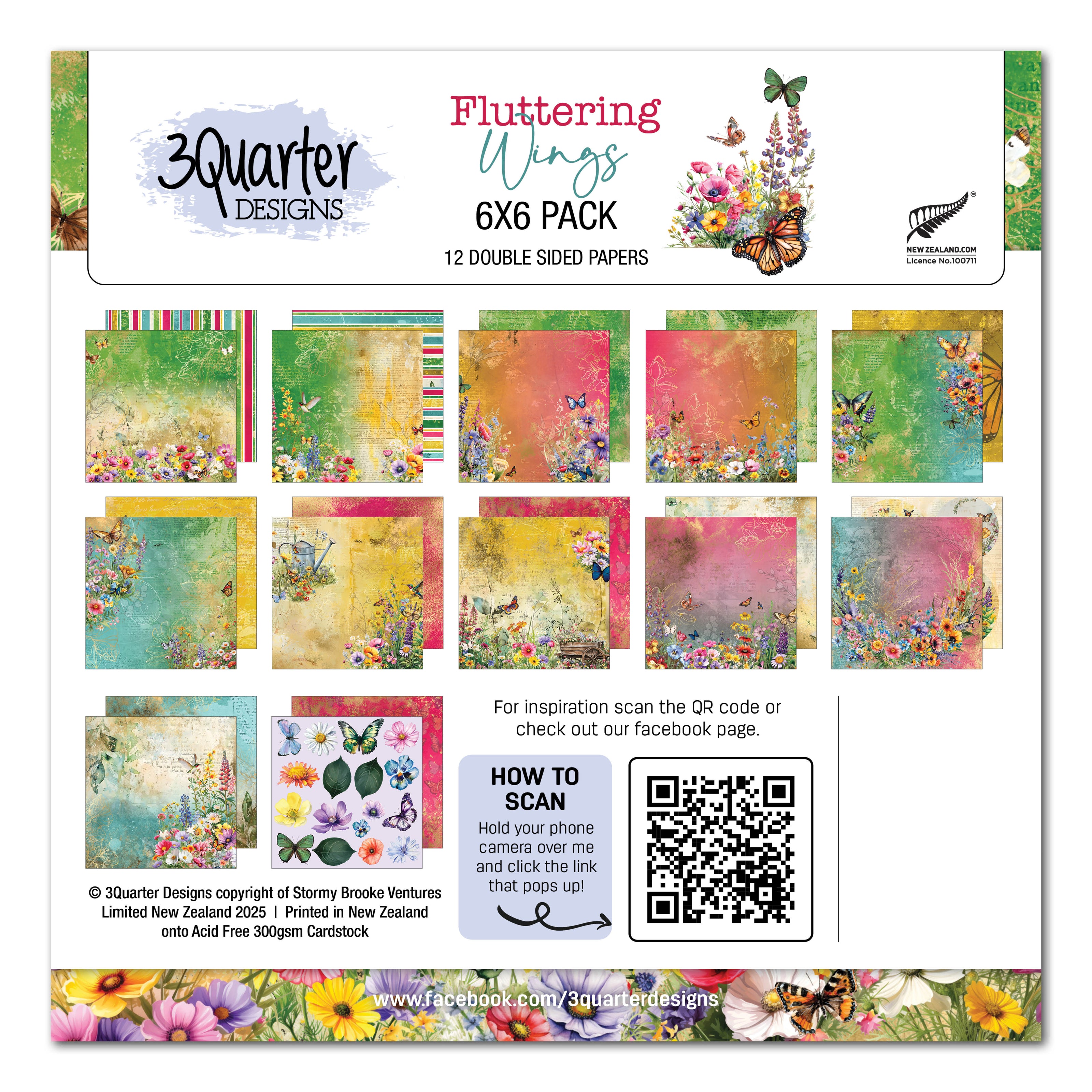 3Quarter Designs Fluttering Wings 6x6 Paper Pack
