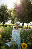 Desert Sage & White Fairy Garden Vine Print Extended Throw