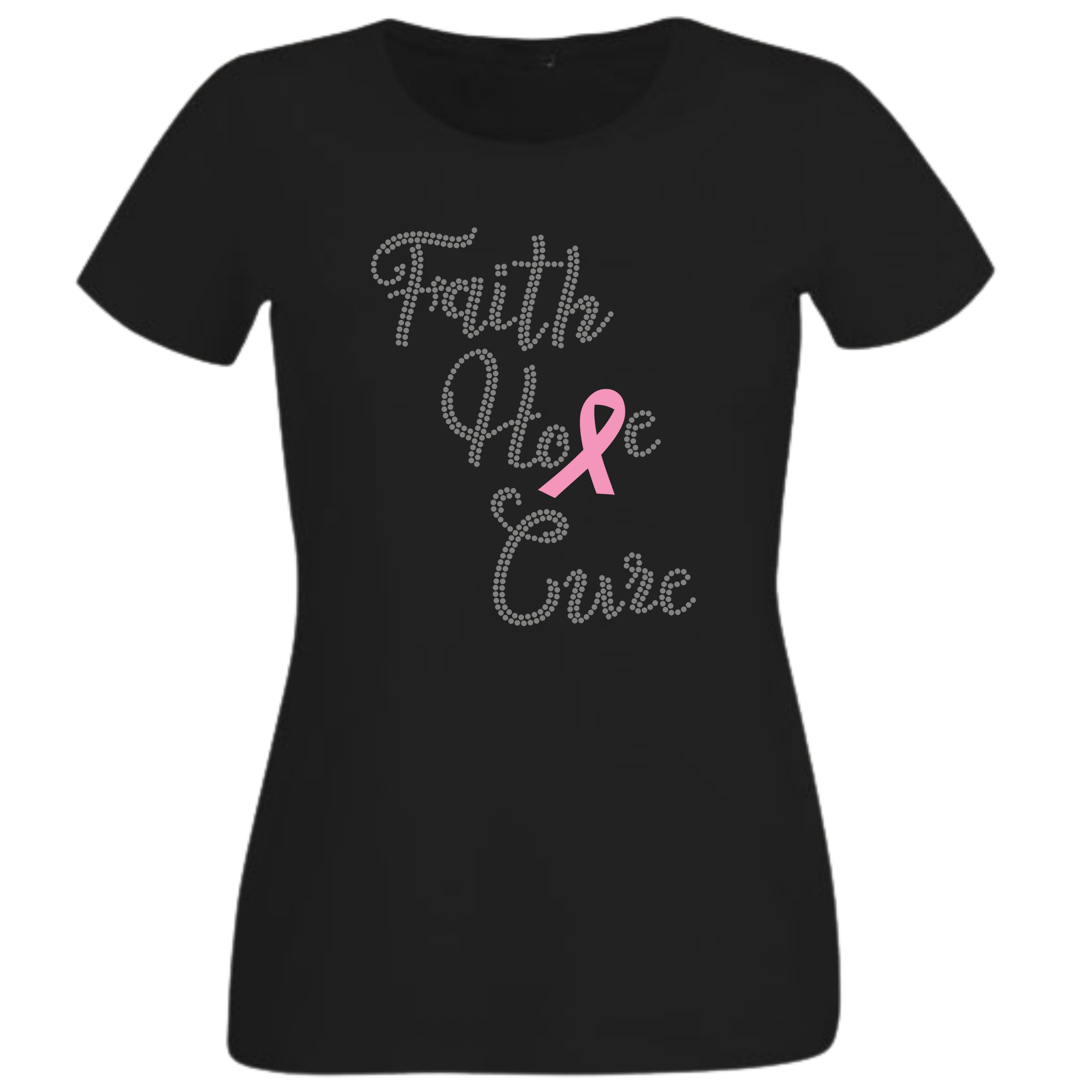 Faith Hope Cure Breast Cancer Rhinestone Shirt – Pink Ribbon Sparkle Bling Tee | Blingdazzel
