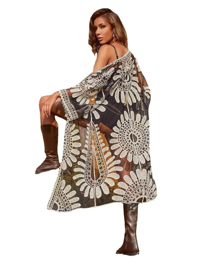 Women's Bikini Sun Protection Kimono Cover-Up – Beach Swimwear Outwear