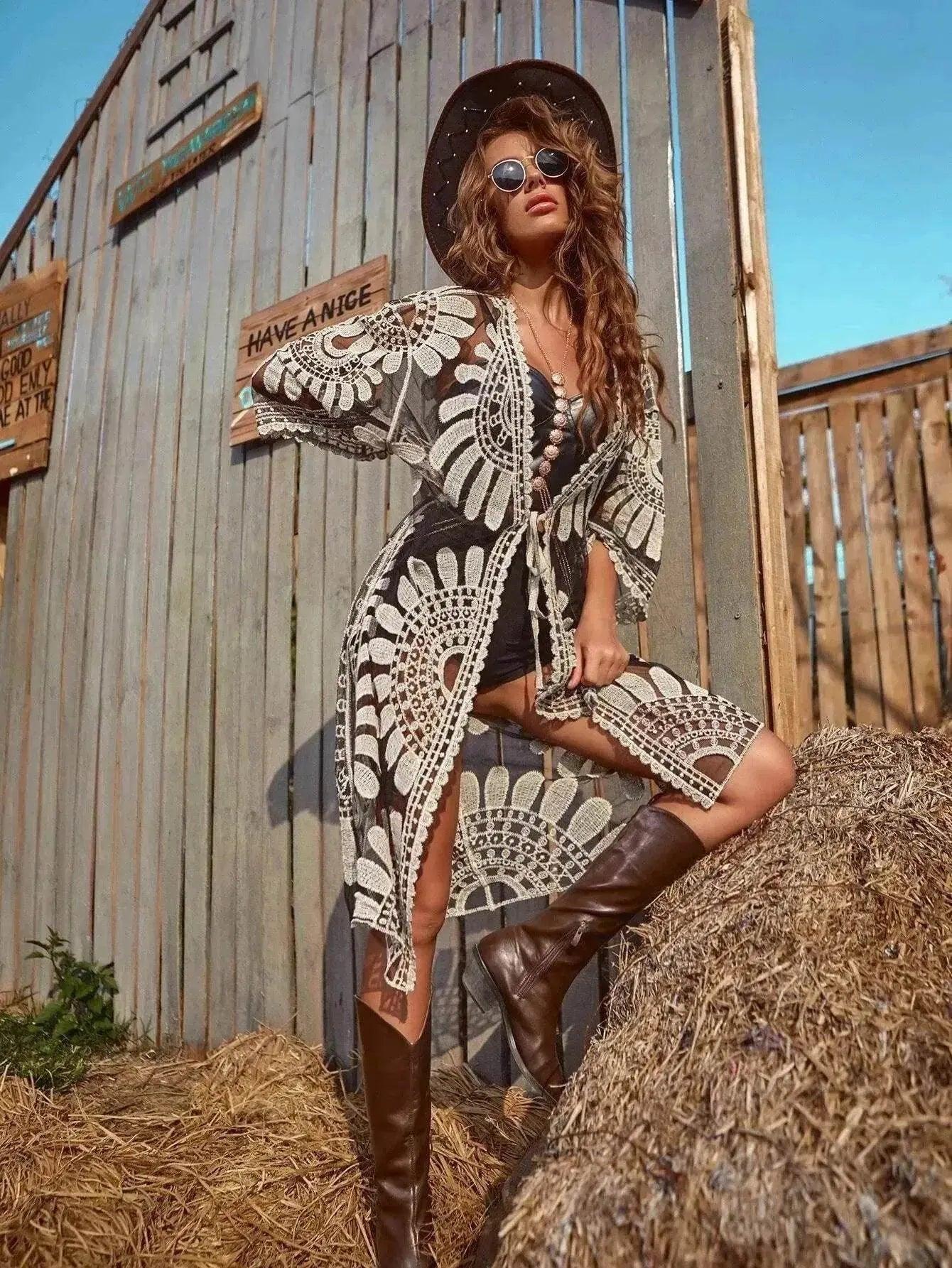 Women's Bikini Sun Protection Kimono Cover-Up – Beach Swimwear Outwear