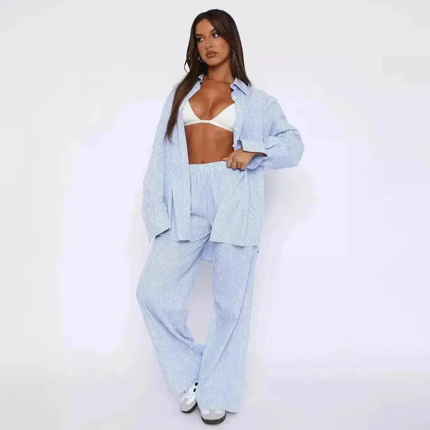 Fashion Casual Striped Trousers Summer Wide Leg Pants Men