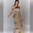 Fashion Halter Backless Sleeveless Tassel fringe  Dress