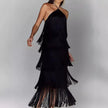 Fashion Halter Backless Sleeveless Tassel fringe  Dress