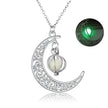 Fashion Moon Natural Glowing Stone Healing Necklace Women Gift Charm Luminous Pendant Necklace Jewelry