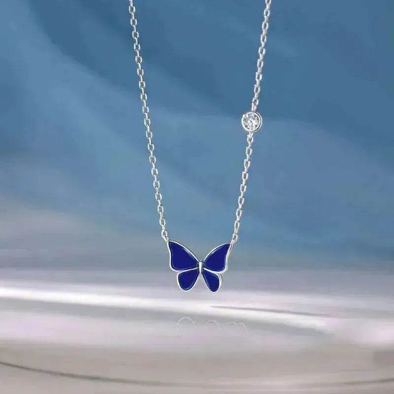 Fashion Novelty S925 Sliver Color-changing Butterfly Necklace