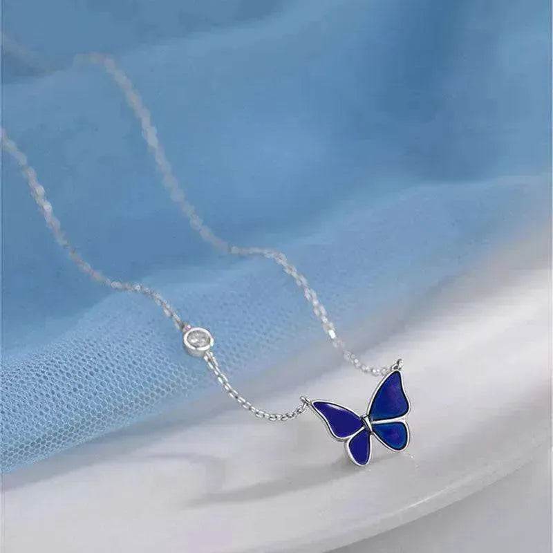 Fashion Novelty S925 Sliver Color-changing Butterfly Necklace
