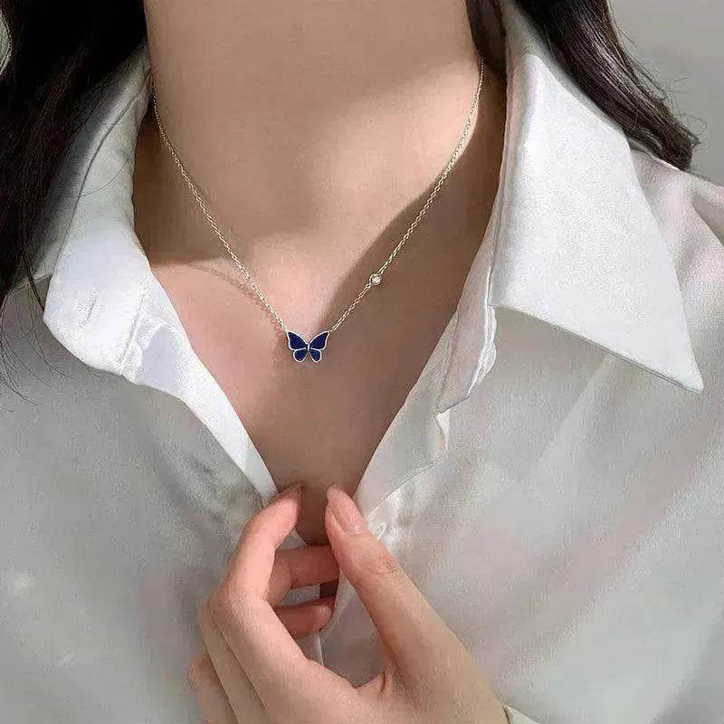 Fashion Novelty S925 Sliver Color-changing Butterfly Necklace