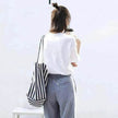 Fashion Shopper Handbags Women Striped Canvas Totes