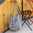 Fashion Shopper Handbags Women Striped Canvas Totes