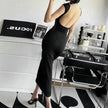 Fashion Slim-Fit Dress with High Waist, Hollow Detail, and Backless Design