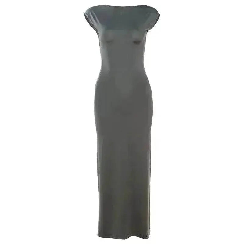Fashion Slim-Fit Dress with High Waist, Hollow Detail, and Backless Design