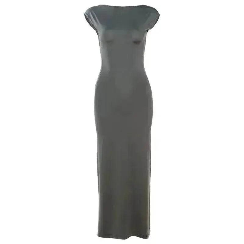 Fashion Slim-Fit Dress with High Waist, Hollow Detail, and Backless Design