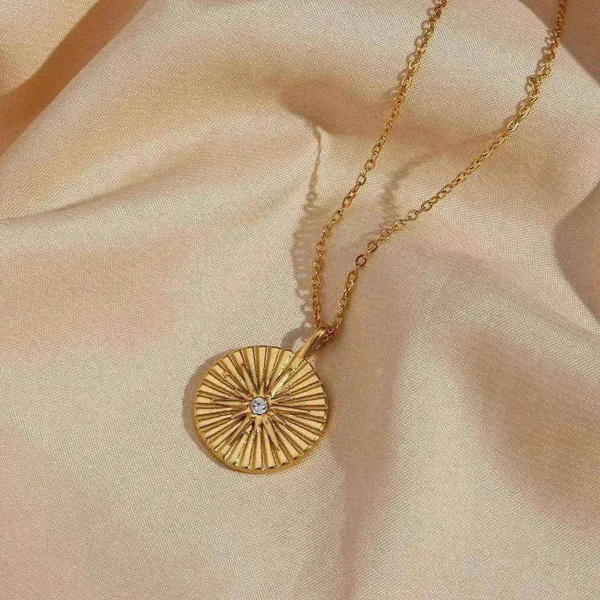 Fashion Stainless Steel Round Brand Pendant Women's Necklace