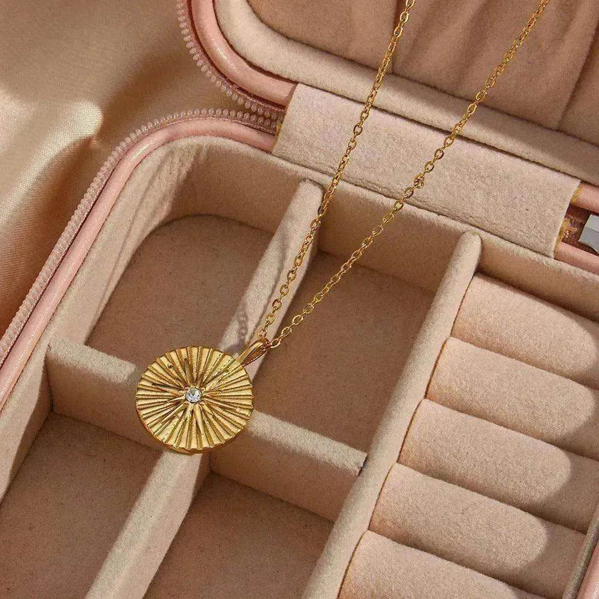 Fashion Stainless Steel Round Brand Pendant Women's Necklace
