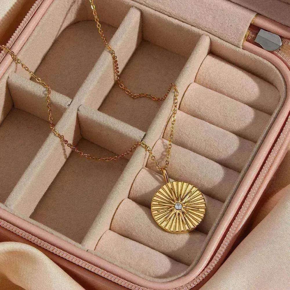 Fashion Stainless Steel Round Brand Pendant Women's Necklace