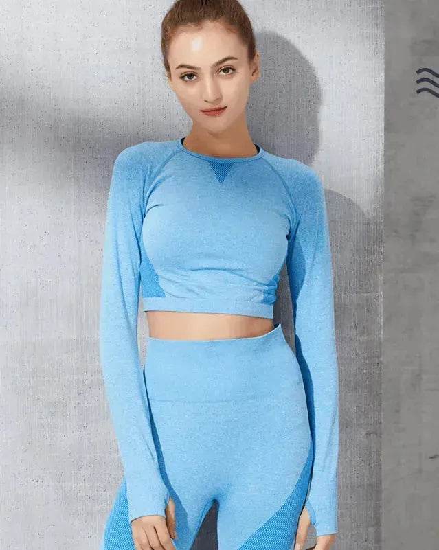 Fashion long sleeve gym suit
