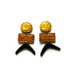 Edgy Geometric Earrings in Gold, Copper & Black with Post or Clip On