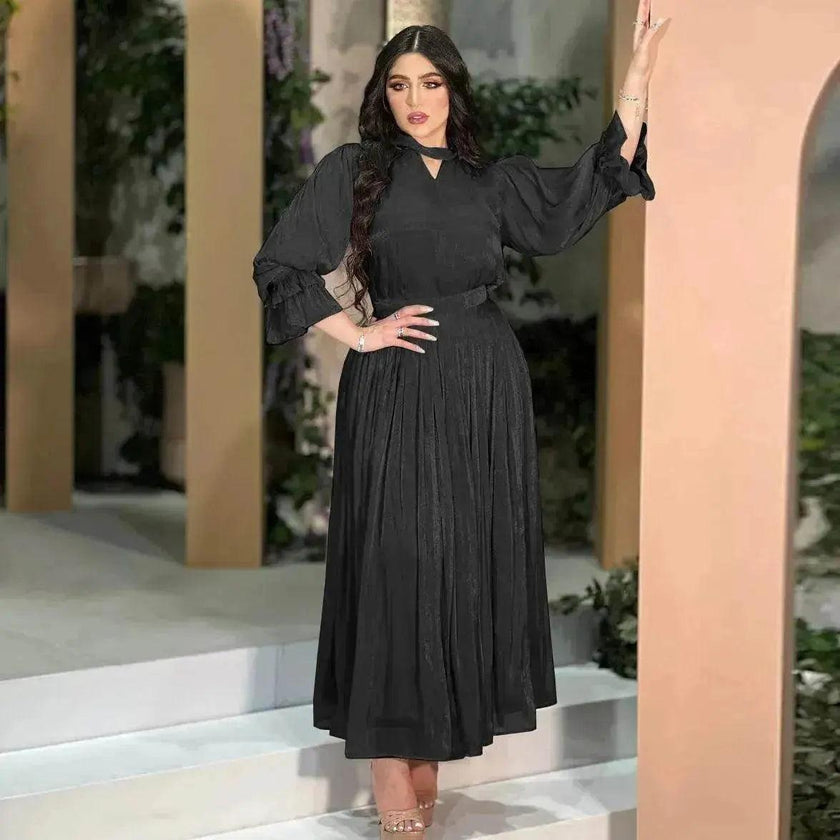 Fashionable Arab  Women's Bright Silk Satin Dress