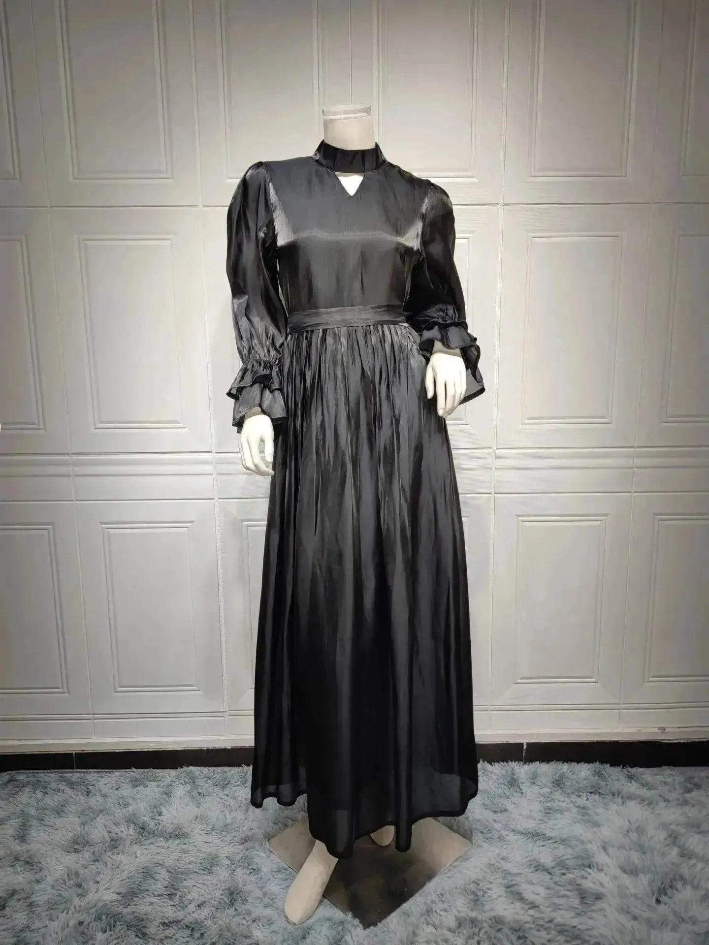Fashionable Arab  Women's Bright Silk Satin Dress