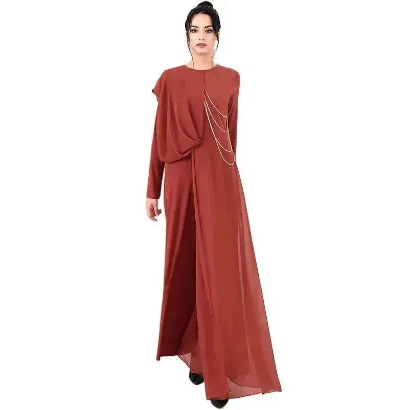 Fashionable Arab  Women's Pure Color Simple Jumpsuit