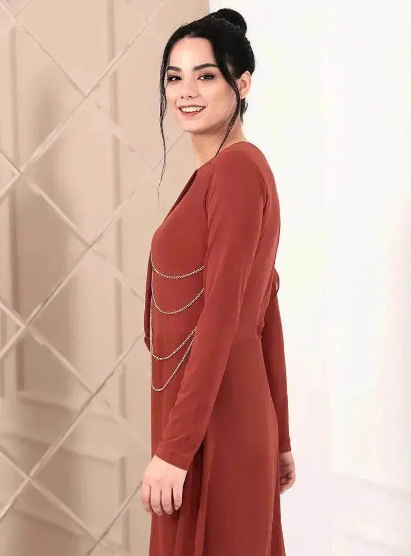 Fashionable Arab  Women's Pure Color Simple Jumpsuit