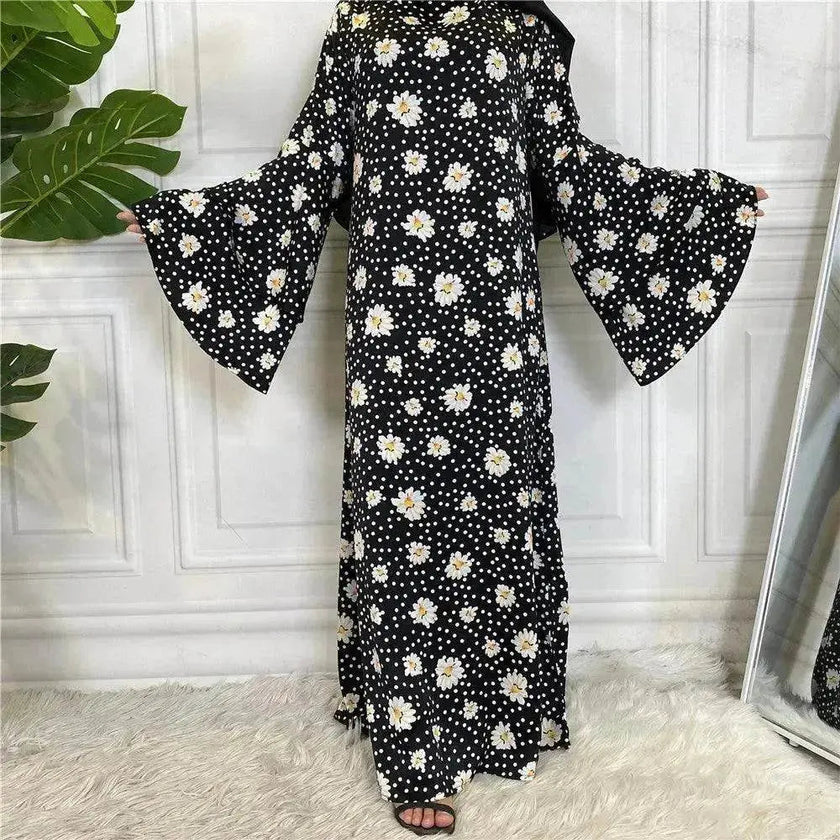 Fashionable Printed Large Lace Up Arab  Dress