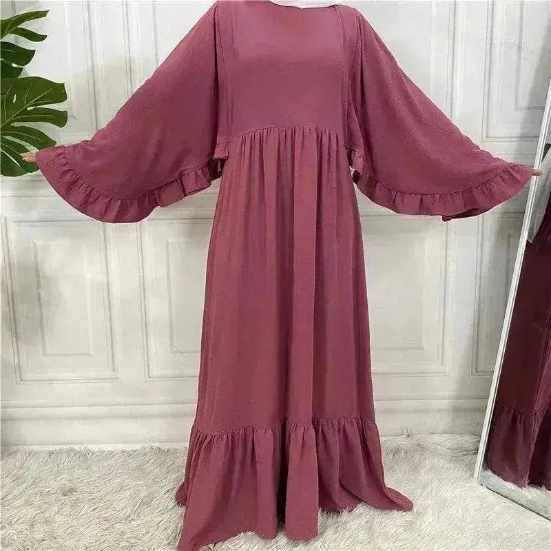 Fashionable Women's Solid Color Patchwork Arab  Dress