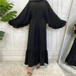 Fashionable Women's Solid Color Patchwork Arab  Dress