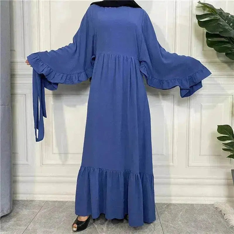 Fashionable Women's Solid Color Patchwork Arab  Dress