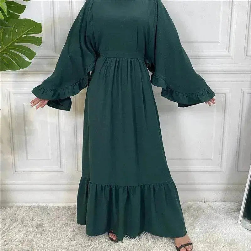 Fashionable Women's Solid Color Patchwork Arab  Dress
