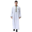 Fashionable and Elegant Arab Middle East Men's Applique Stand Collar Robe, TH810 Moroccan Men's Jalabiya
