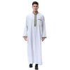 Fashionable and Elegant Arab Middle East Men's Applique Stand Collar Robe, TH810 Moroccan Men's Jalabiya