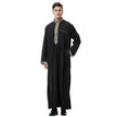 Fashionable and Elegant Arab Middle East Men's Applique Stand Collar Robe, TH810 Moroccan Men's Jalabiya