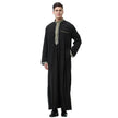 Fashionable and Elegant Arab Middle East Men's Applique Stand Collar Robe, TH810 Moroccan Men's Jalabiya