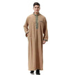 Fashionable and Elegant Arab Middle East Men's Applique Stand Collar Robe, TH810 Moroccan Men's Jalabiya