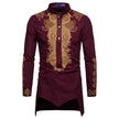 Men's Bronzing Kaftan Shirt – Long Sleeve Islamic Robe for Ramadan & Eid