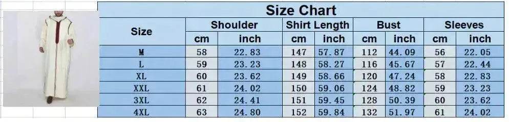 Men's Arabic Hooded Jalabiya Robe – Embroidered Moroccan Kaftan for Ramadan, Eid & Prayer | M–XXXXL