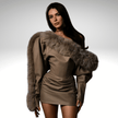Faux leather OFF-Shoulder Mini Dress