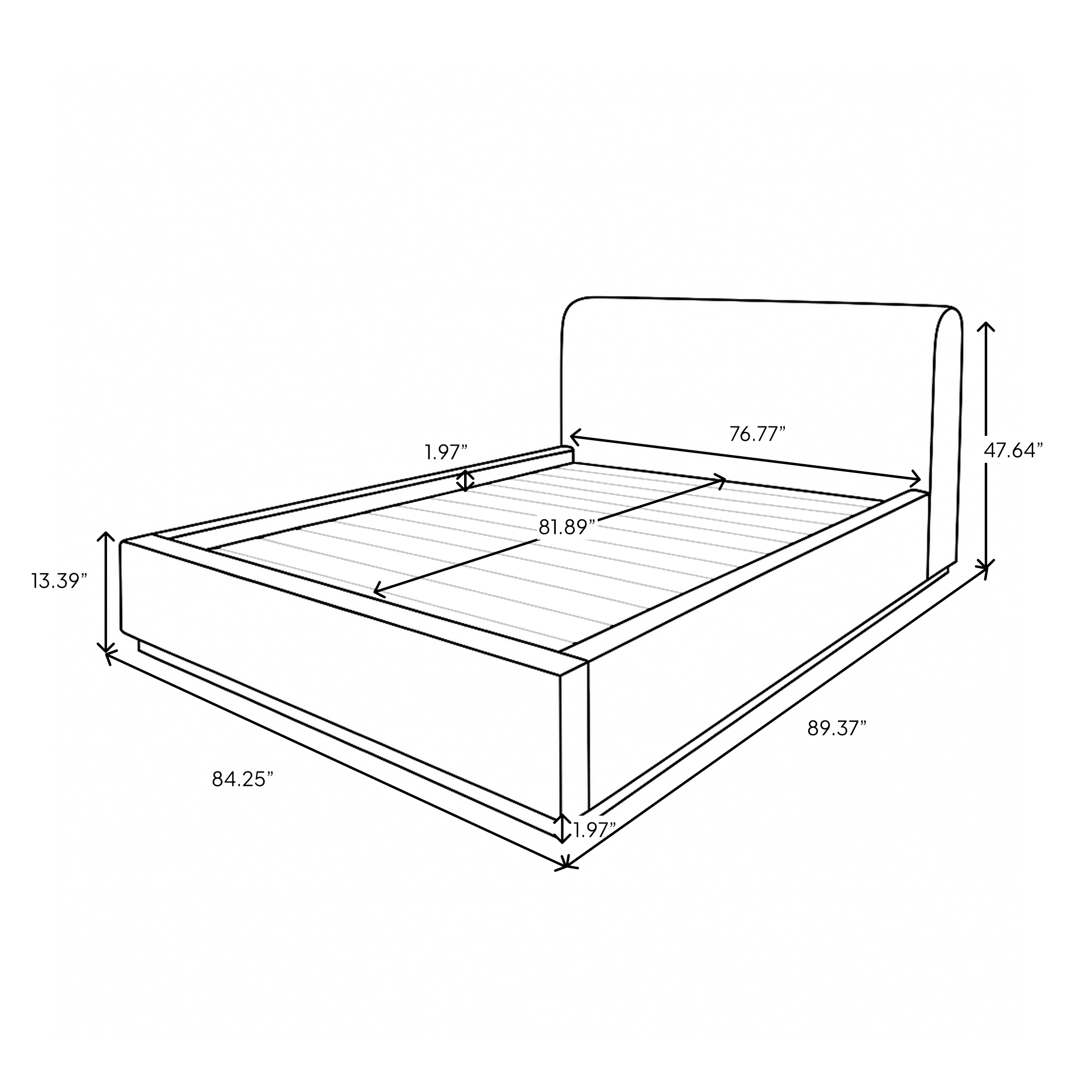 Faye Upholstered Bed With Curved Headboard - Perfect Taupe