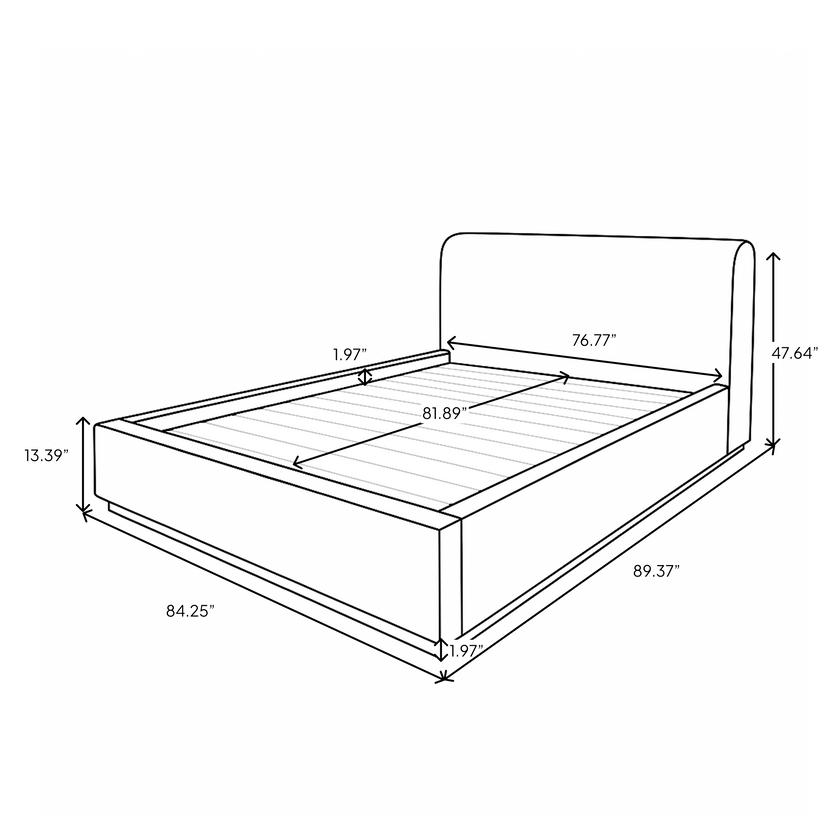 Faye Upholstered Bed With Curved Headboard - Perfect Taupe