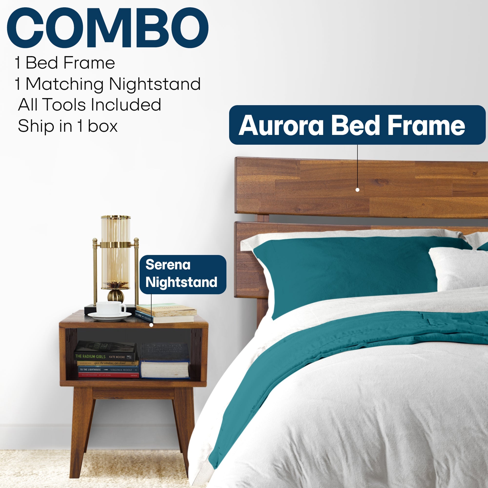 Aurora Solid Wood Bed Frame