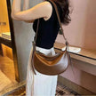 Female's Fashionable Moon Shape Underarm Solid Color Small Shoulder Bag