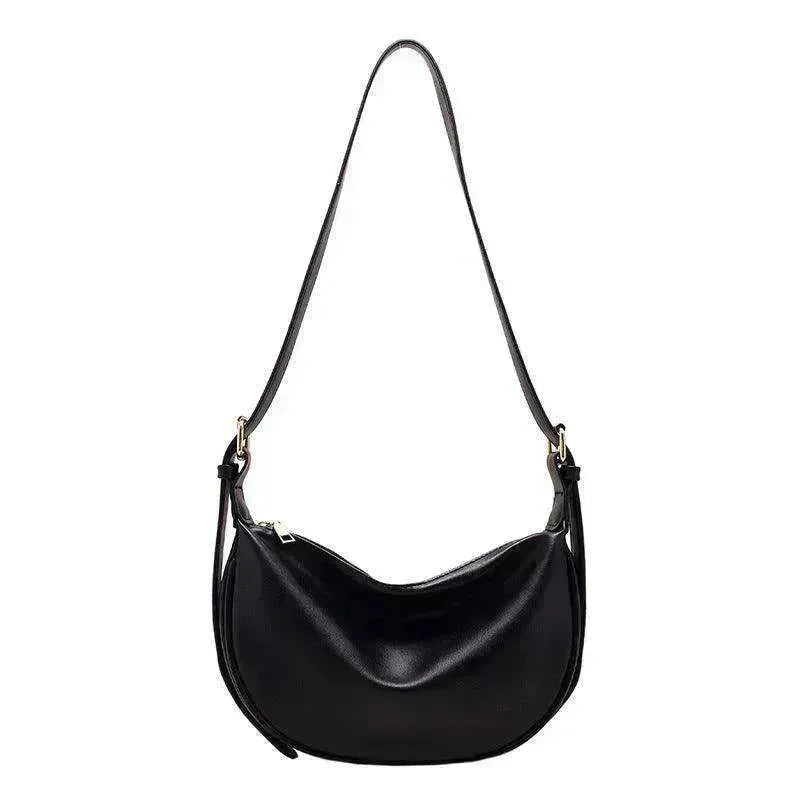 Female's Fashionable Moon Shape Underarm Solid Color Small Shoulder Bag