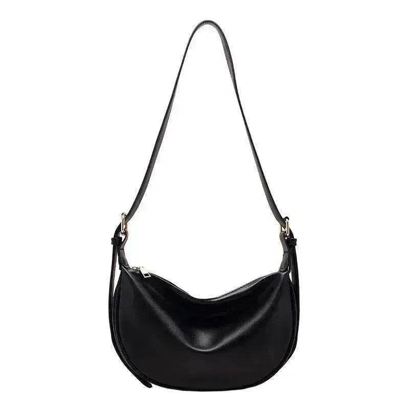 Female's Fashionable Moon Shape Underarm Solid Color Small Shoulder Bag
