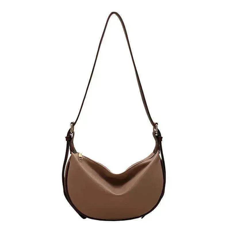 Female's Fashionable Moon Shape Underarm Solid Color Small Shoulder Bag