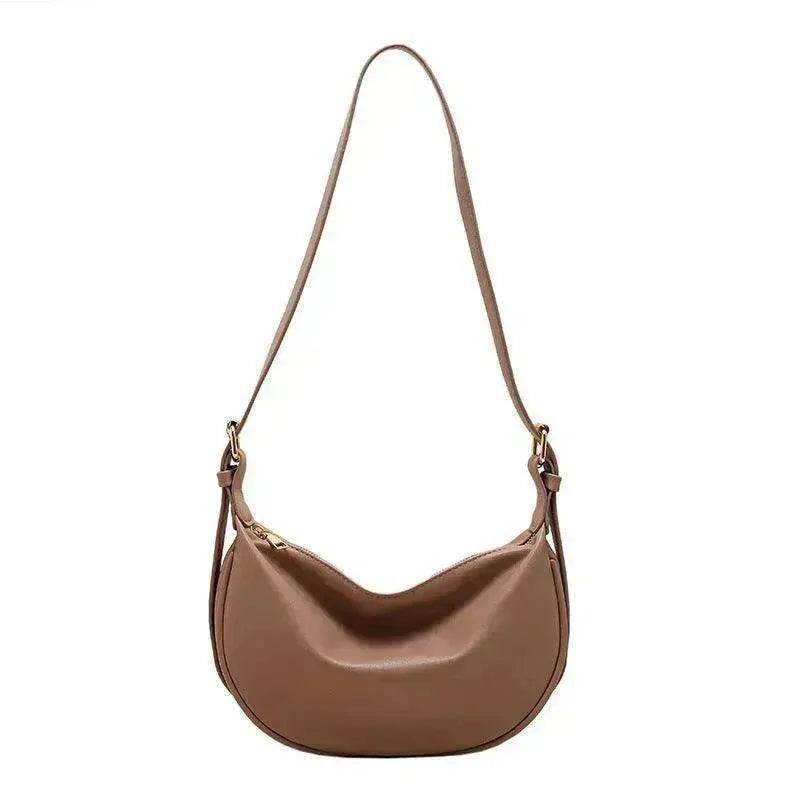 Female's Fashionable Moon Shape Underarm Solid Color Small Shoulder Bag